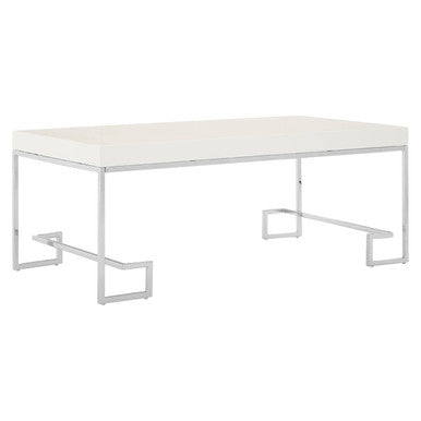 Orsina Allure White High Gloss Coffee Table with Chrome Angled Legs