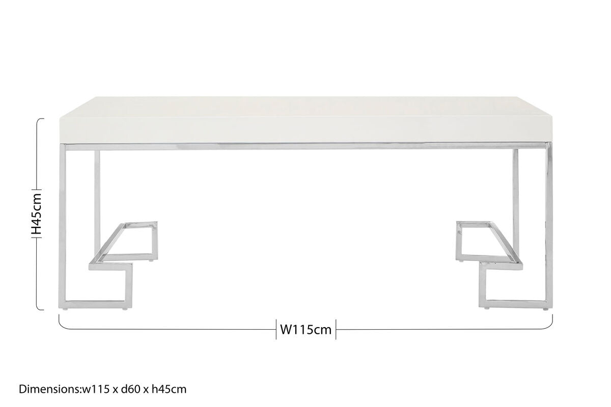 Orsina Allure White High Gloss Coffee Table with Chrome Angled Legs