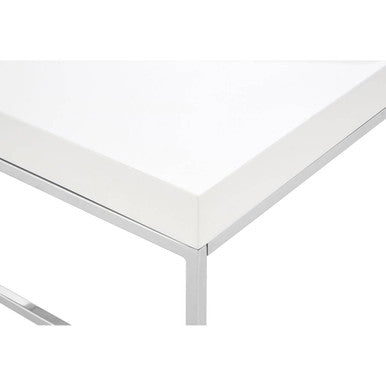 Orsina Allure White High Gloss Coffee Table with Chrome Angled Legs