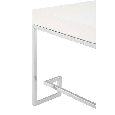 Orsina Allure White High Gloss Coffee Table with Chrome Angled Legs