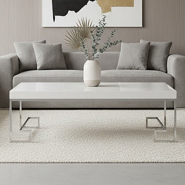 Orsina Allure White High Gloss Coffee Table with Chrome Angled Legs