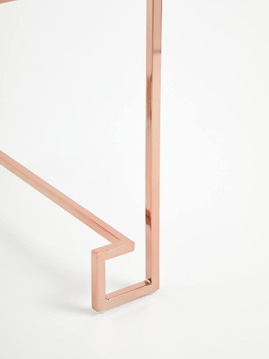 Orsina Allure End Table – White High Gloss & Rose Gold Stainless Steel