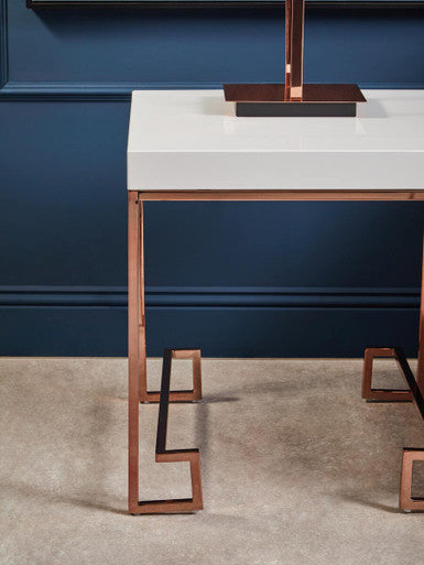 Orsina Allure End Table – White High Gloss & Rose Gold Stainless Steel