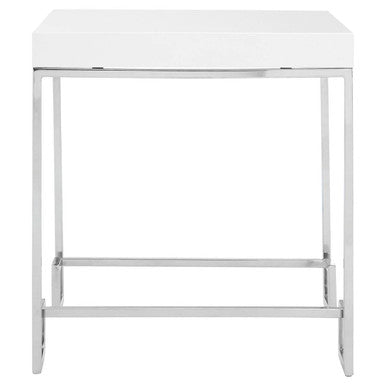 Orsina Allure Modern End Table – White High Gloss and Chrome Steel