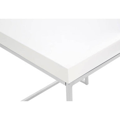 Orsina Allure Modern End Table – White High Gloss and Chrome Steel