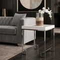 Orsina Allure Modern End Table – White High Gloss and Chrome Steel