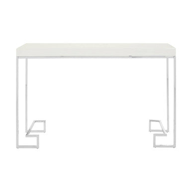 Orsina Allure White High Gloss Console Table with Silver Chrome Legs