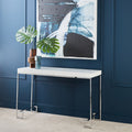 Orsina Allure White High Gloss Console Table with Silver Chrome Legs