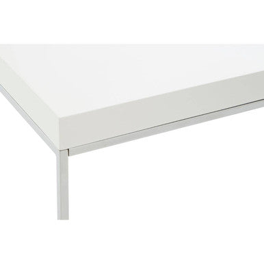 Orsina Allure White High Gloss Console Table with Silver Chrome Legs