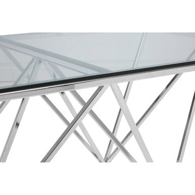 Orsina Allure Glass Coffee Table – Chrome Triangular Base, Modern