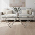 Orsina Allure Glass Coffee Table – Chrome Triangular Base, Modern