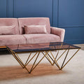 Orsina Allure Coffee Table – Red Tinted Glass & Champagne Metal Legs