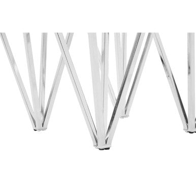 Orsina Allure Chrome End Table – Clear Tempered Glass & Geometric Base