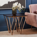 Orsina Glass End Table – Rose Gold Prismatic Legs Modern Side Table