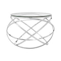 Orsina Allure Round Glass End Table – Silver Stainless Steel Base