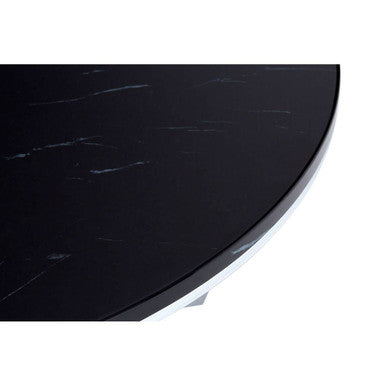 Orsina Allure Round Black Faux Marble Coffee Table | Chrome Legs