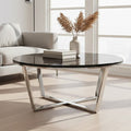 Orsina Allure Round Black Faux Marble Coffee Table | Chrome Legs