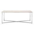 Orsina Allure White Faux Marble Coffee Table with Chrome Lattice Legs