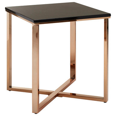 Orsina Allure Black Faux Marble End Table | Champagne Gold Legs