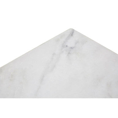 Orsina Allure Square White Faux Marble End Table with Chrome Legs