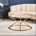 Orsina Allure Round Glass Coffee Table – Champagne Gold Stainless Steel