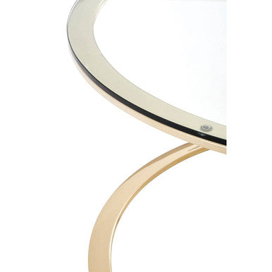 Orsina Allure Round Glass Coffee Table – Champagne Gold Stainless Steel