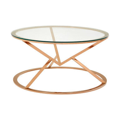 Orsina Allure Round Coffee Table – Rose Gold Stainless Steel & Glass