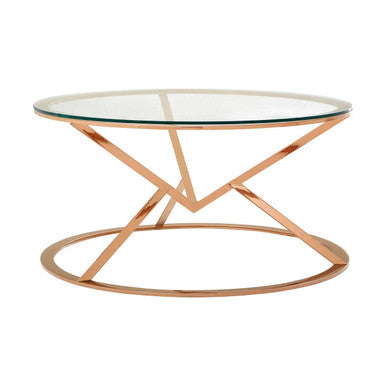 Orsina Allure Round Coffee Table – Rose Gold Stainless Steel & Glass