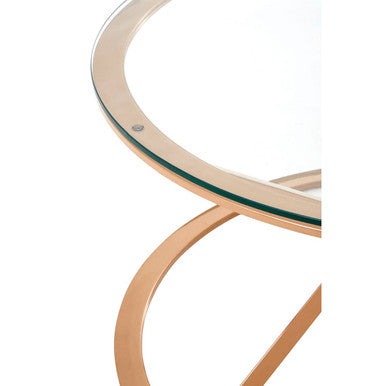 Orsina Allure Round Coffee Table – Rose Gold Stainless Steel & Glass