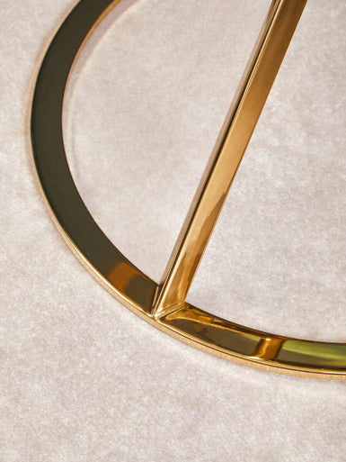 Orsina Allure Round End Table – Champagne Gold & Tempered Glass