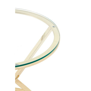 Orsina Allure Round End Table – Champagne Gold & Tempered Glass