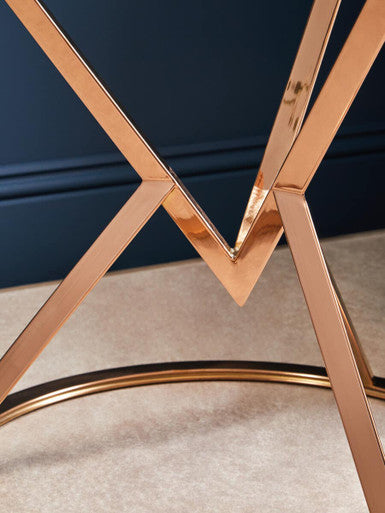 Orsina Allure Round Rose Gold End Table with Tempered Glass Top
