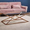 Orsina Allure Rose Gold Coffee Table | Tempered Glass & Steel Base