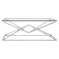 Orsina Allure Rectangular Glass Coffee Table – Silver Pyramid Base