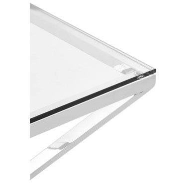 Orsina Allure Square Silver End Table - Stainless Steel & Glass