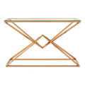 Orsina Allure Rose Gold Console Table – Tempered Glass & Steel