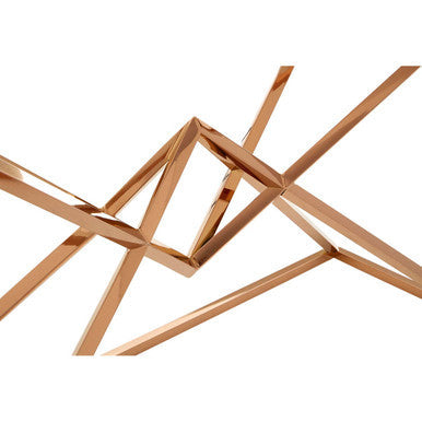 Orsina Allure Rose Gold Console Table – Tempered Glass & Steel