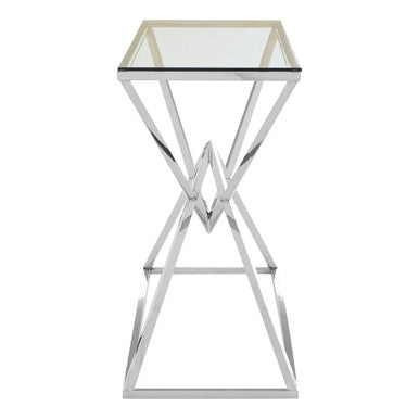 Orsina Allure Glass Console Table – Silver Stainless Steel Frame