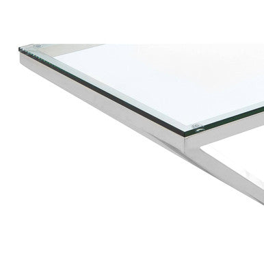 Orsina Allure Glass Console Table – Silver Stainless Steel Frame
