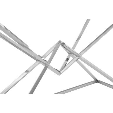 Orsina Allure Glass Console Table – Silver Stainless Steel Frame