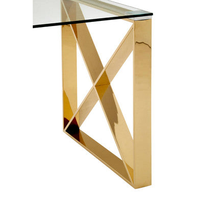 Orsina Allure Gold End Table – Tempered Glass & Stainless Steel