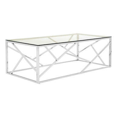 Orsina Allure Glass Coffee Table – Champagne Gold Geometric Steel