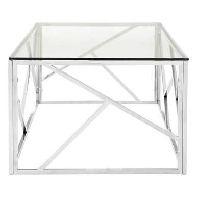 Orsina Allure Glass Coffee Table – Champagne Gold Geometric Steel