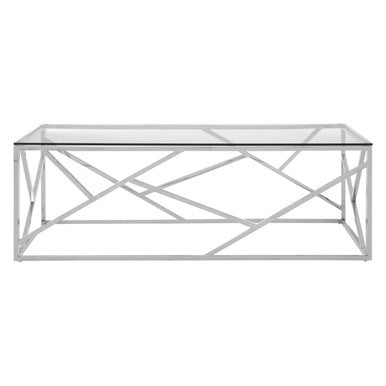 Orsina Allure Glass Coffee Table – Champagne Gold Geometric Steel