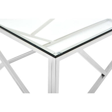 Orsina Allure Glass Coffee Table – Champagne Gold Geometric Steel