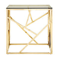 Orsina Allure Gold Geometric End Table – Glass & Stainless Steel