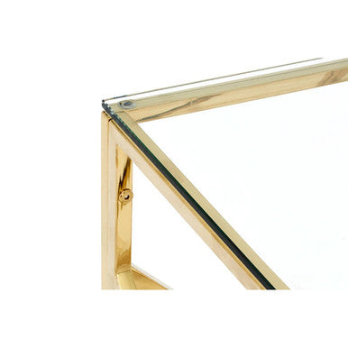Orsina Allure Gold Geometric End Table – Glass & Stainless Steel