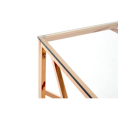 Orsina Allure Rose Gold Geometric Console Table with Tempered Glass