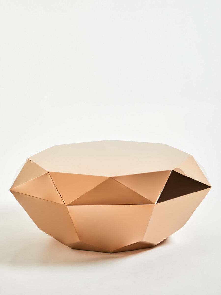 Orsina Allure Rose Gold Hexagonal Coffee Table | Stainless Steel