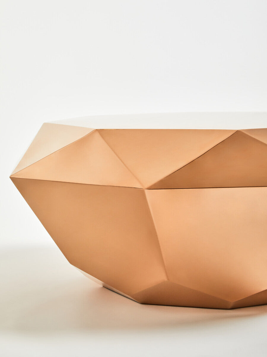 Orsina Allure Rose Gold Hexagonal Coffee Table | Stainless Steel